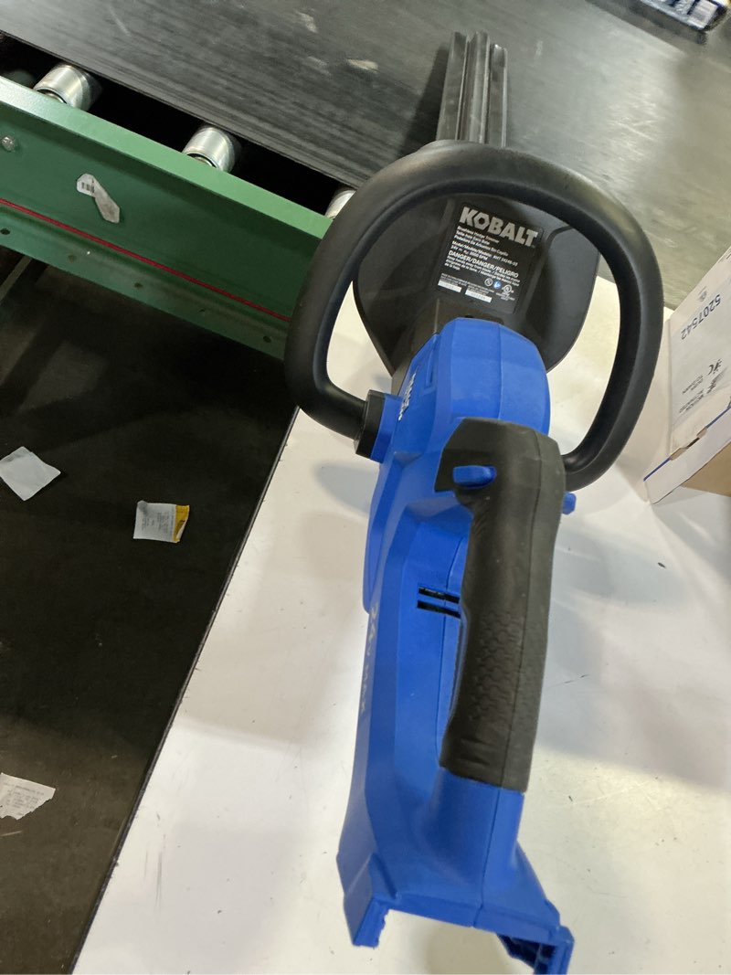 Condition photo showing As Is for kobalt 24-volt 24-in battery hedge trimmer