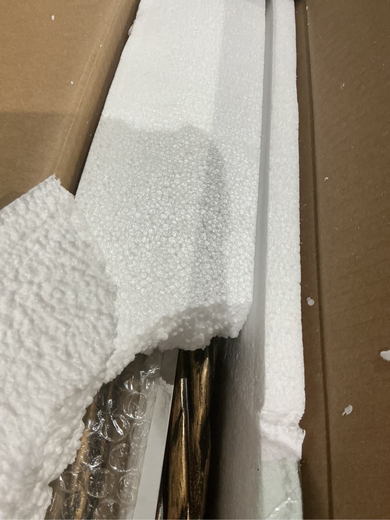 Condition photo showing Good Condition for Antique Square End Table with Faux Marble Top, 20" Gold Side Table with 2-Tier Open Storage Shelves, Modern Square Accent Table with Antique Brass Finish for Living Room, Bedroom