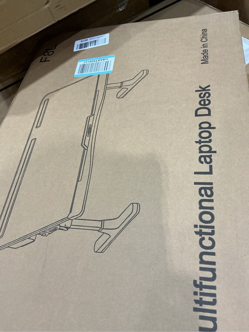 Condition photo showing New/Like New for klear foldable laptop bed tray desk with extral drawstring bag, adjustable bed table with heights and angles, lap desk for eating, working, writing, gaming, drawing with 2 drawers(xl, grey) x-large with bag (15.7"x23.6") gray