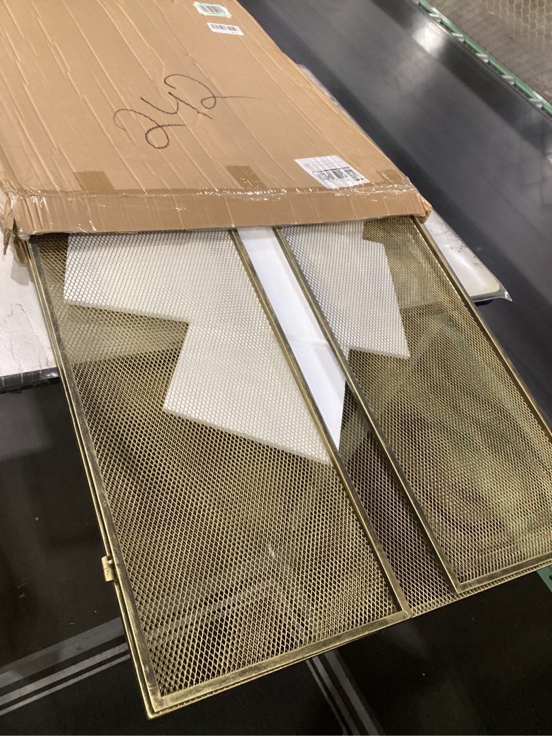 WICHEMI Fireplace Screen 3 Panel Folding Fireplace Screens 50.4 x 32.3 Inch Metal Furnace Fireguards