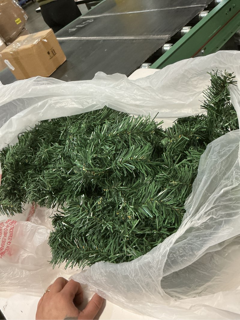 Condition photo showing Good Condition for CCINEE 9FT Prelit Artificial Christmas Garland, Green Xmas Garland Battery Operated with 50 Warm LED Lights Lighted Christmas Pine Garland for Mantle Fireplace Stairs Indoor Outdoor Decoration 9FT Green