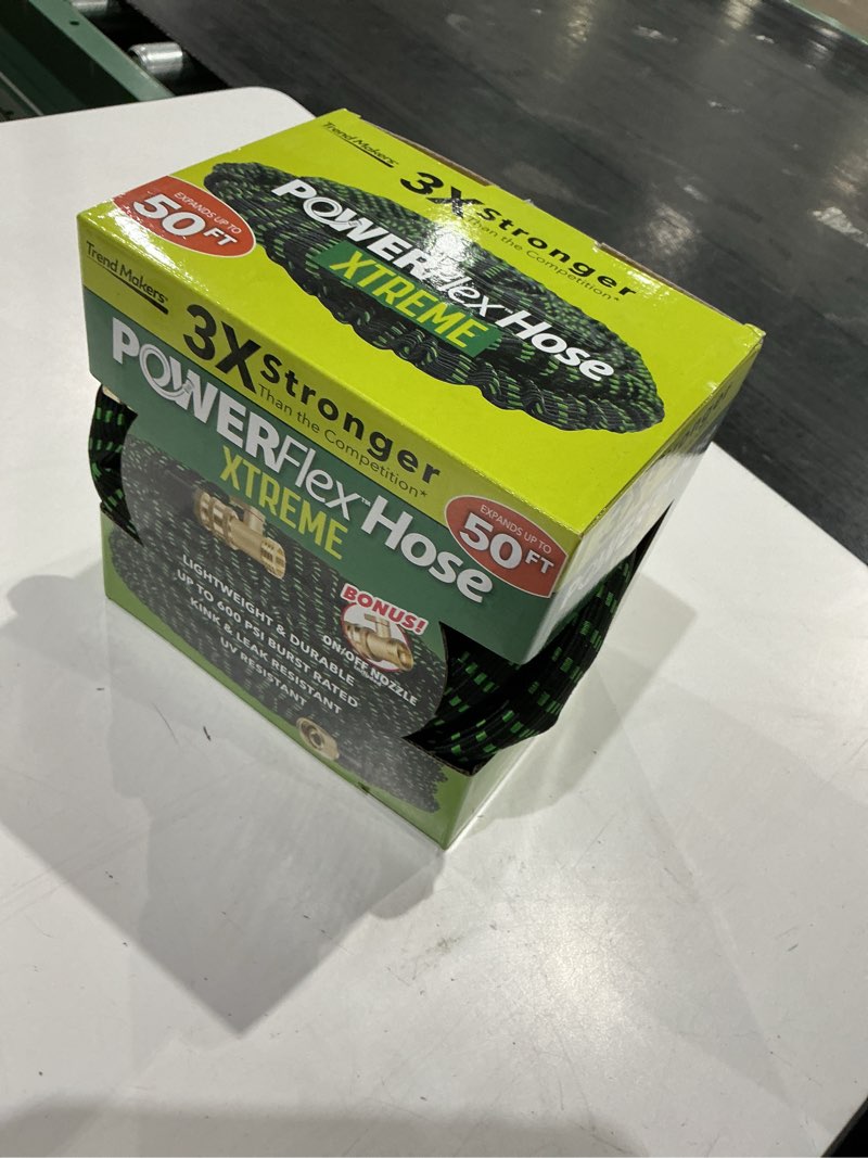 Condition photo showing As Is for flex-able hose flex-able xtreme hose 50ft - kink free, expandable, heavy duty, green garden hose