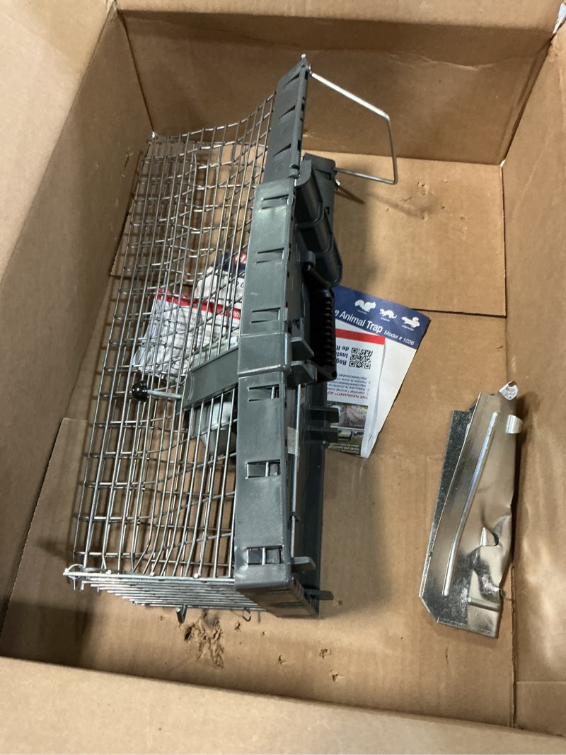Condition photo showing As Is for havahart small 1-door humane live catch and release animal trap for squirrels, weasels, chipmunks, and other animals - humane catch and release for small animals - 1026