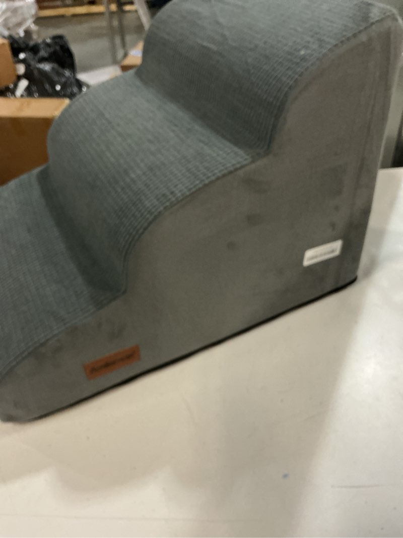 Condition photo showing Good Condition for 3-Step Dog Ramp and Stairs for Sofa and Chair - Non-Slip Sturdy Pet Steps for Small Dogs and Cats,15.7" H,Grey Grey 3 Standard 3-Step 15.7"H