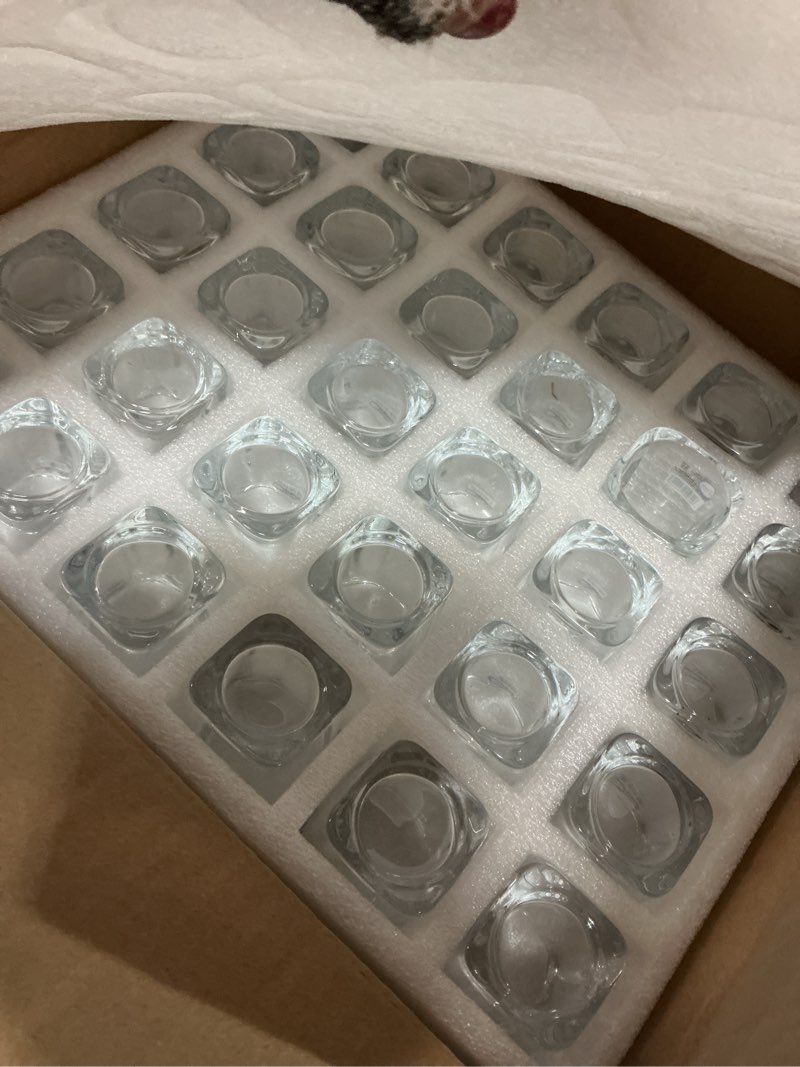 Condition photo showing Good Condition for 30 pack heavy base shot glasses bulk, 2.2 oz square shot glass set, clear espresso shot glass, small whiskey shot glasses for vodka, whiskey, tequila, espressos, spirits & liquors