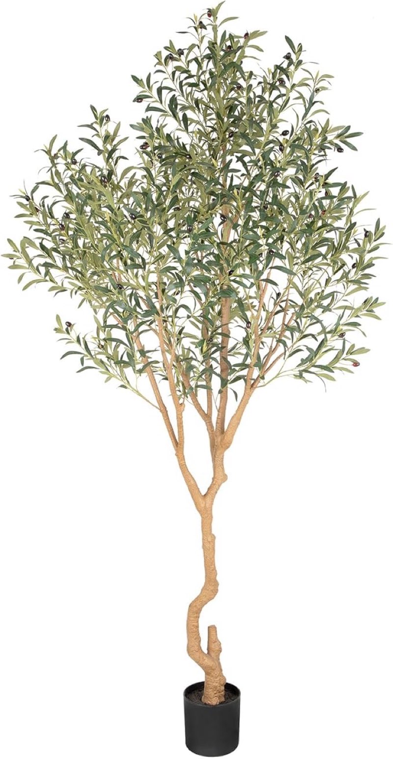 Nafresh Majestic Faux Olive Tree 8ft – Artificial Olive Tree Indoor & Outdoor with Lifelike Leaves &