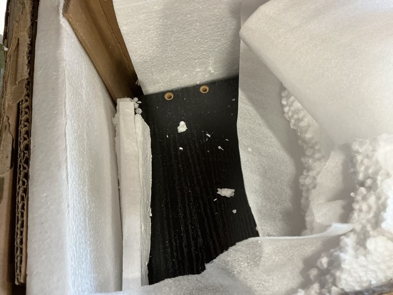 Condition photo showing As Is for Jocoevol Black 6 Drawer Dresser for Bedroom, 15.3" D x 47.2" W x 32.3" H in Simply Modern Chest of Drawers, Wood Storage Double Dresser with Deep Drawers for Living Room, Hallway Entryway, Black