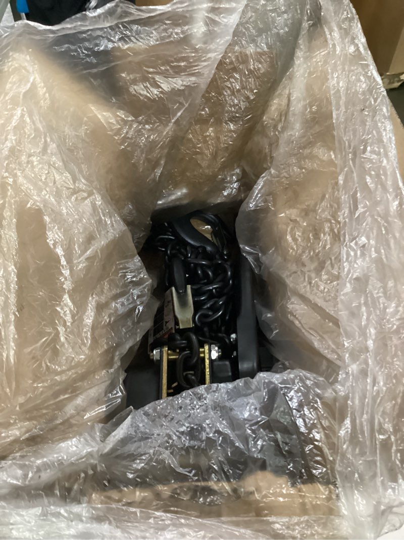 Condition photo showing As Is for manual lever chain hoist 1.5 ton 3300 lbs capacity 10 ft come along, g80 carbon steel with double-pawl brake,360° rotation hook, for garage factory dock (lever chain hoist 1.5t/3m)