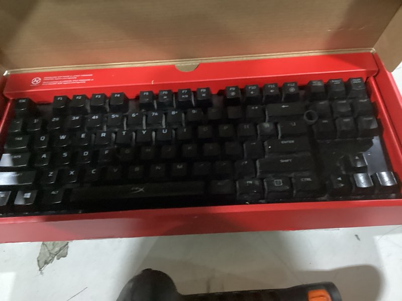 Condition photo showing As Is for HyperX Alloy Origins Core - Tenkeyless Mechanical Gaming Keyboard, Software Controlled Light & Macro Customization, Compact Form Factor, RGB LED Backlit, Tactile HyperX Aqua Switch,Black TKL HyperX Aqua Black