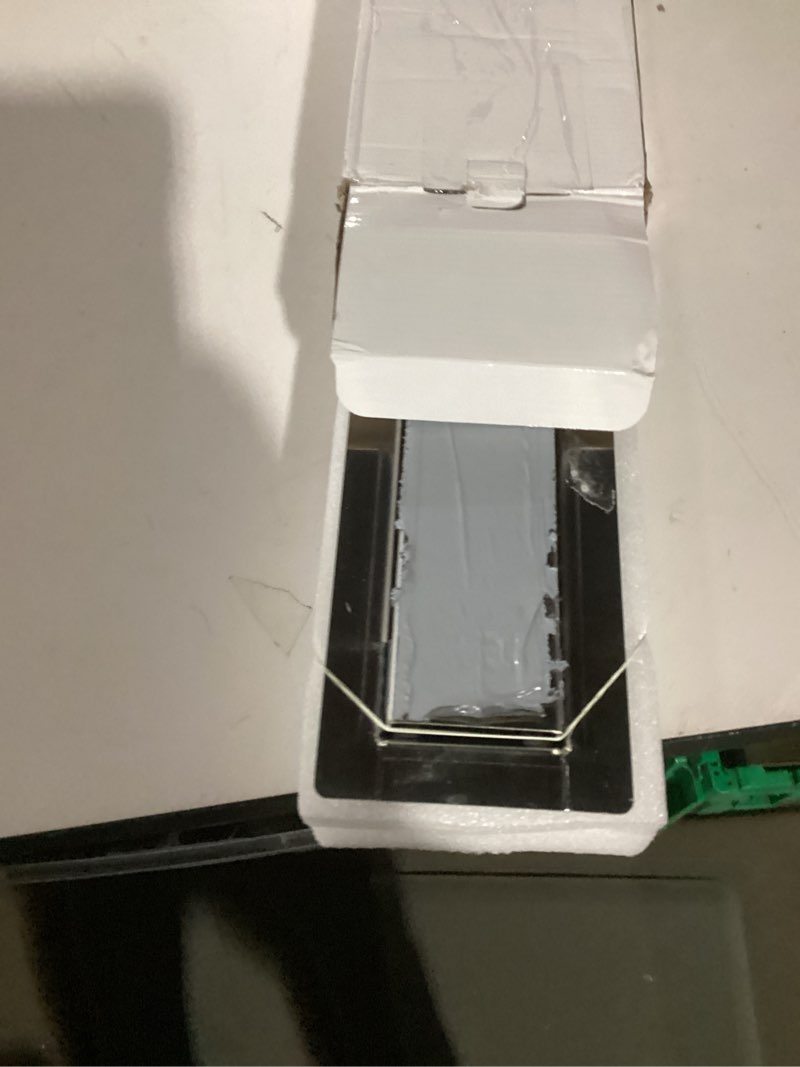 Condition photo showing Good Condition for 24 inch Linear Shower Drain with Square Hole Pattern Grate Cover, Brushed 304 Stainless Steel Bonding Flange Linear Drain, Low Profile Linear Shower Drain with Hair Strainer Quadrato Pattern 24 In