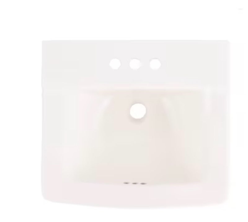  project source riverstone vitreous china 19.09-in wall-mount square traditional white bathroom sink