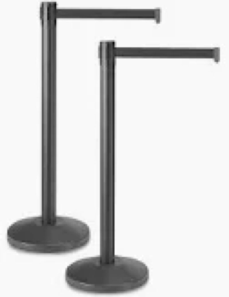 Amazon Basics Premium Crowd Control Stanchions with Easy Assembly, 6.5 foot Sturdy Retractable Belts