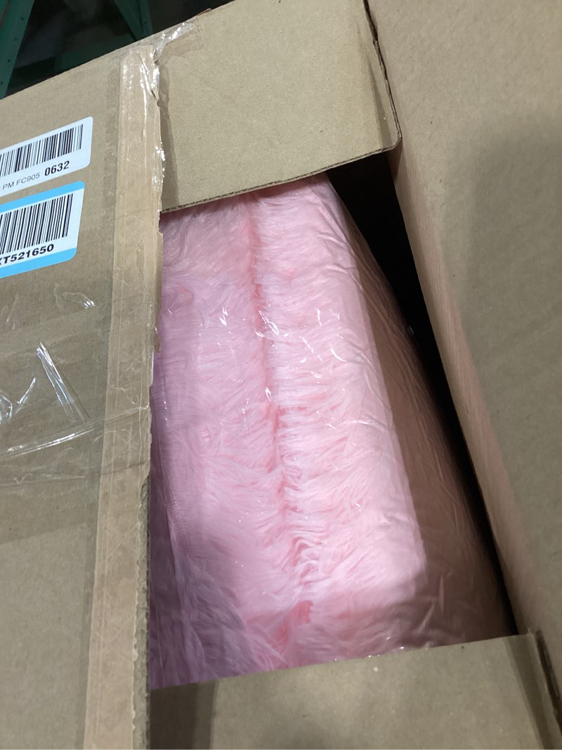 Skyweaver Pink Round Fluffy Rug for Bedroom, 6ft Circle Furry Carpet for Teens & Kids Room, Nursery 