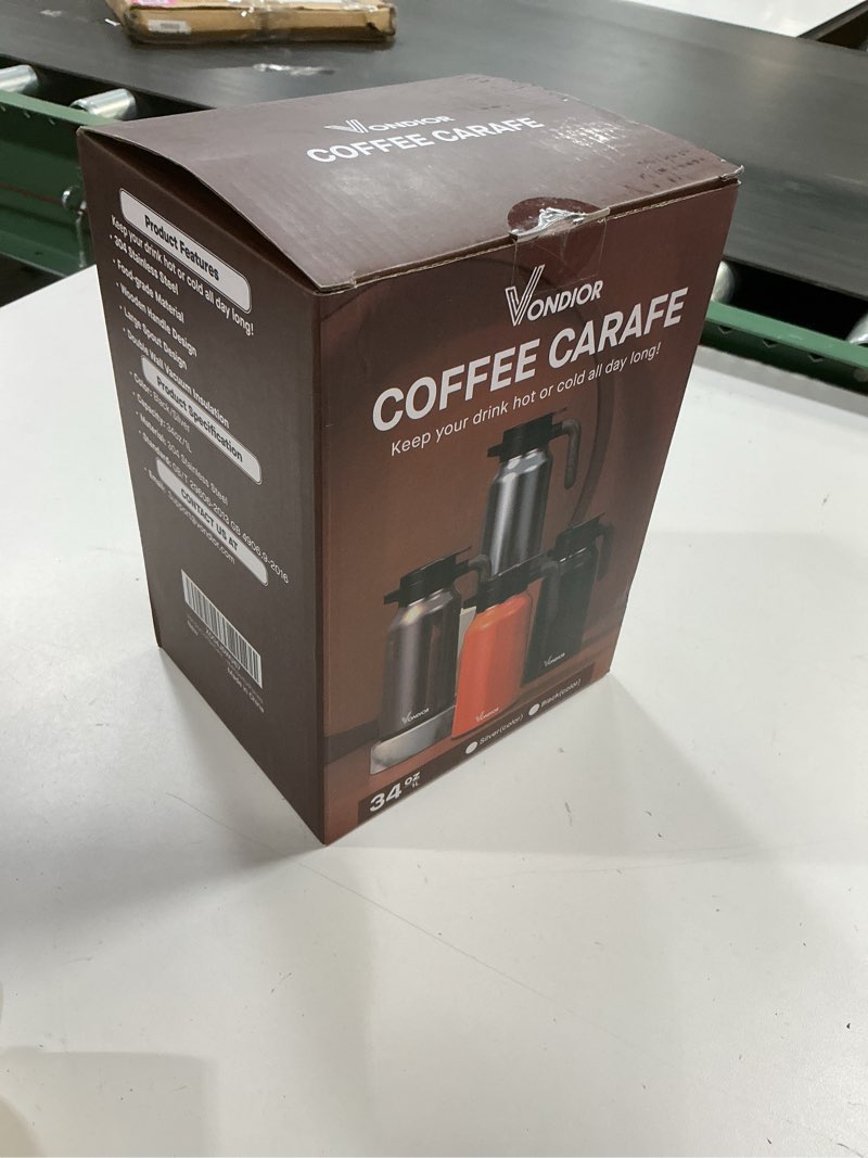 Condition photo showing New/Like New for vondior coffee carafe 35oz/1.0l - 24hours coffee thermal- insulated 304 stainless steel hot beverage dispenser - thermal coffee carafes for keeping hot/cold coffee, drink dispenser for parties 35 ounces 1 pack