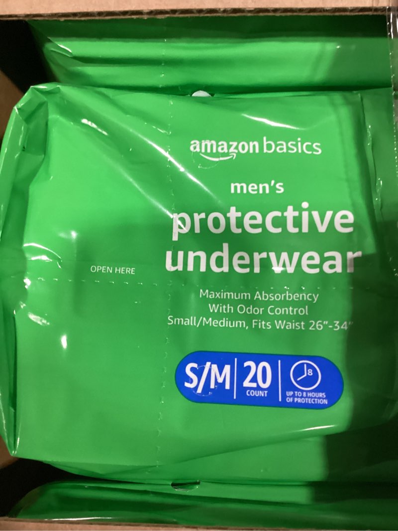 Condition photo showing Good Condition for amazon basics incontinence underwear for men, maximum absorbency, small/medium, 60 count (3 packs of 20) small/medium 60.0