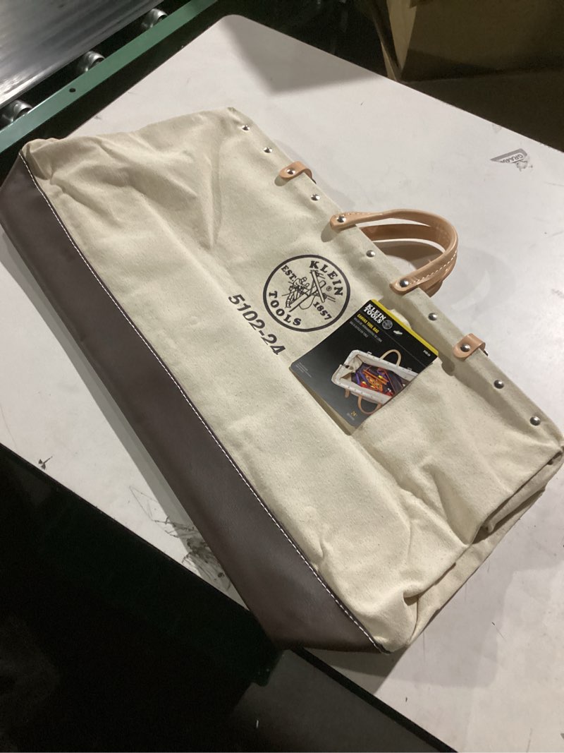 Condition photo showing Good Condition for Klein Tools 5102-24SP Deluxe Canvas Tool Bag 24-Inch Made of Natural Canvas with 17 Interior Pockets and Detachable Shoulder Strap