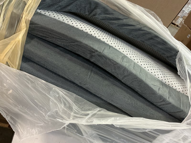Condition photo showing As Is for ultra soft baby play mat for floor, 50"x50" playpen mat, 1.3" thick memory foam, non-slip tummy time mat for infants, toddlers, and kids – water-repellent coral velvet, easy care dark gray 50"×50"