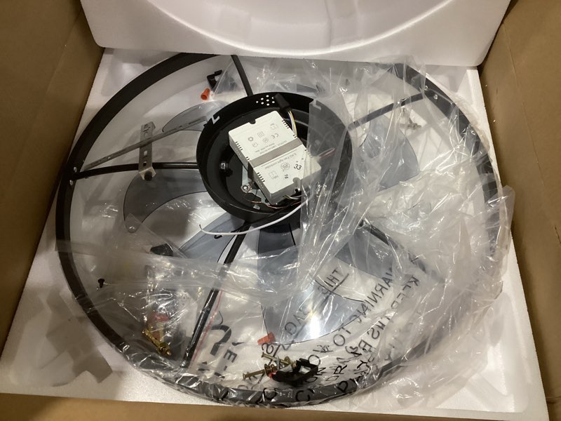 Condition photo showing Good Condition for VOLISUN Low Profile Ceiling Fan with Light and Remote, 23.6in Flush Mount, Dimmable LED Fan Light, Bladeless for Bedroom (Black) Black 23.6 INCH