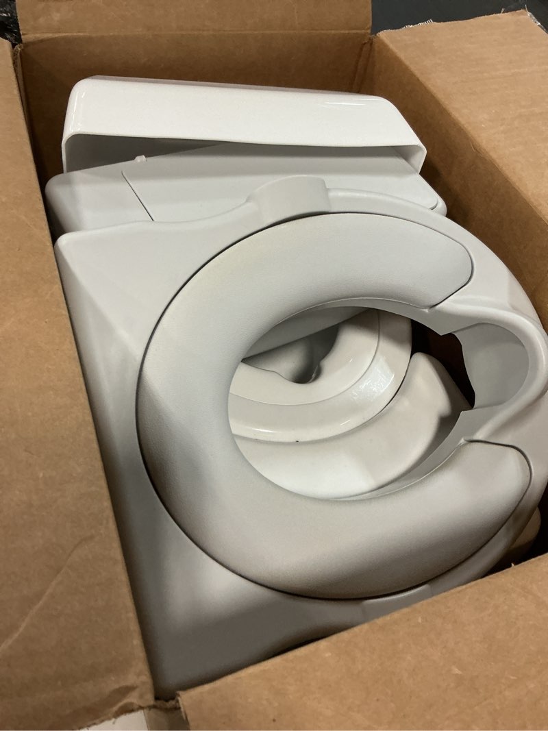 Condition photo showing As Is for jool baby real feel 2-in-1 potty with wipes storage, flushing sounds & disposable liners - realistic toilet - easy to clean & assemble (gray)