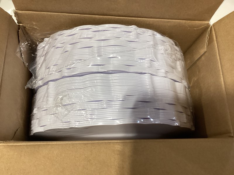 Condition photo showing New/Like New for dayammi 60pcs white plastic plates, heavy duty white disposable plates premium 10inch dinner plates hard plastic plates disposable for party wedding bridal shower a white 60pcs dinner
