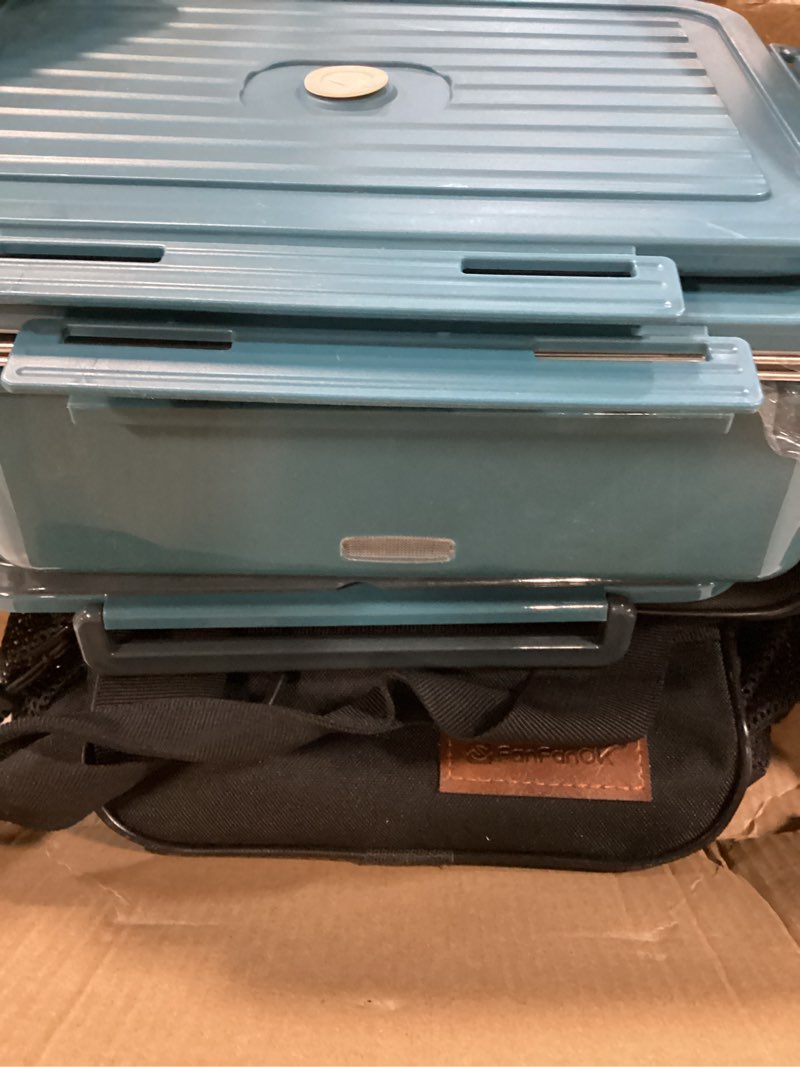 Condition photo showing Good Condition for fanfanok electric lunch box food heater 80w heated lunchboxes for adults work/car/truck/home, 1.8l portable food warmer heating lunchbox with insulated lunch bag 12v 24v 110v blue+2 liner+8l bag
