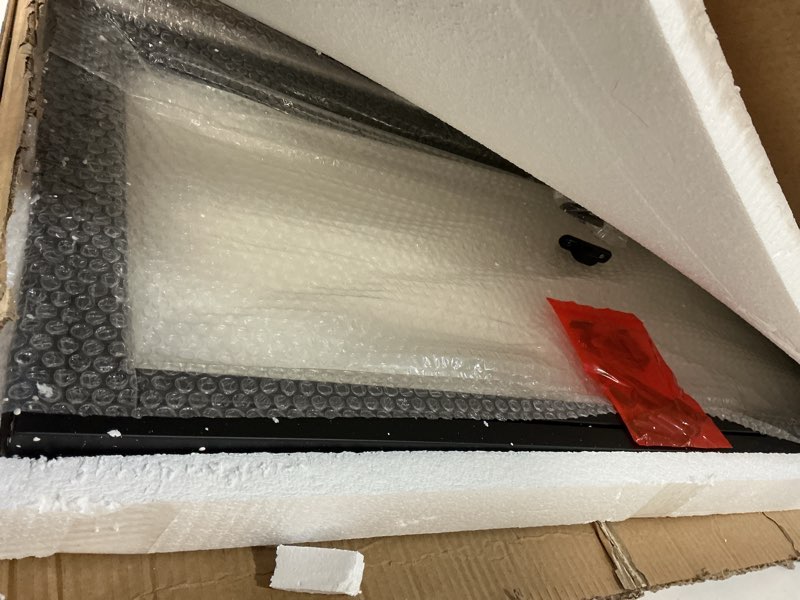 Condition photo showing Good Condition for Flush Mount Rectangle Metal Window, 36 x 18" Basement Window Tempered Glass, 360° Rotatable Embedded Hopper Windows House Ventilation Replacement for Bathroom Basement Kitchen Living Room BLACK-GA-35.8×18.1IN