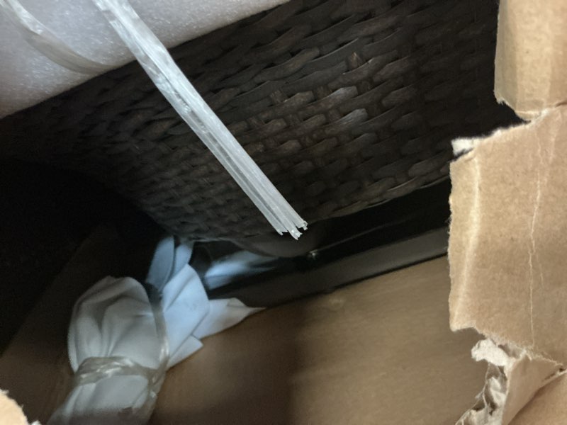 Condition photo showing Good Condition for cambridge outdoor wicker swivel rocking chair, all-weather hand-woven resin rattan patio swivel rocker with deep seat & thick cushions for porch, backyard & garden, midnight navy blue 1 swivel chair