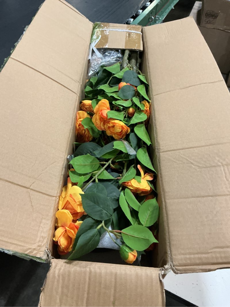Condition photo showing Good Condition for 2-pack 4ft artificial camellia tree,realistic fake potted plants with flowers&planters,indoor/outdoor faux flowering trees for home,office,porch,wedding,and housewarming gift decor,orange