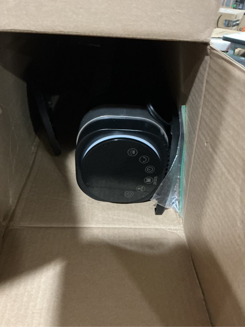 Condition photo showing As Is for olixis tower fan for bedroom, 28db quiet floor standing fan with remote, 12h timer, 5 speeds, 4 modes, led display, portable bladeless oscillating cooling fan for indoor, home, office - black black 35 inch