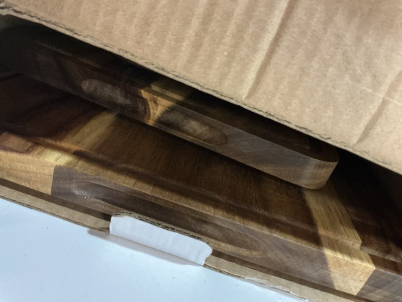 Condition photo showing Good Condition for Cutting Boards for Kitchen (Set of 3) Beeswax Finished Acacia Wood Cutting Board, Mineral Oil Free Wooden Cutting Boards non Toxic with Juice Groove, Non-Slip Feet, Charcuterie Boards