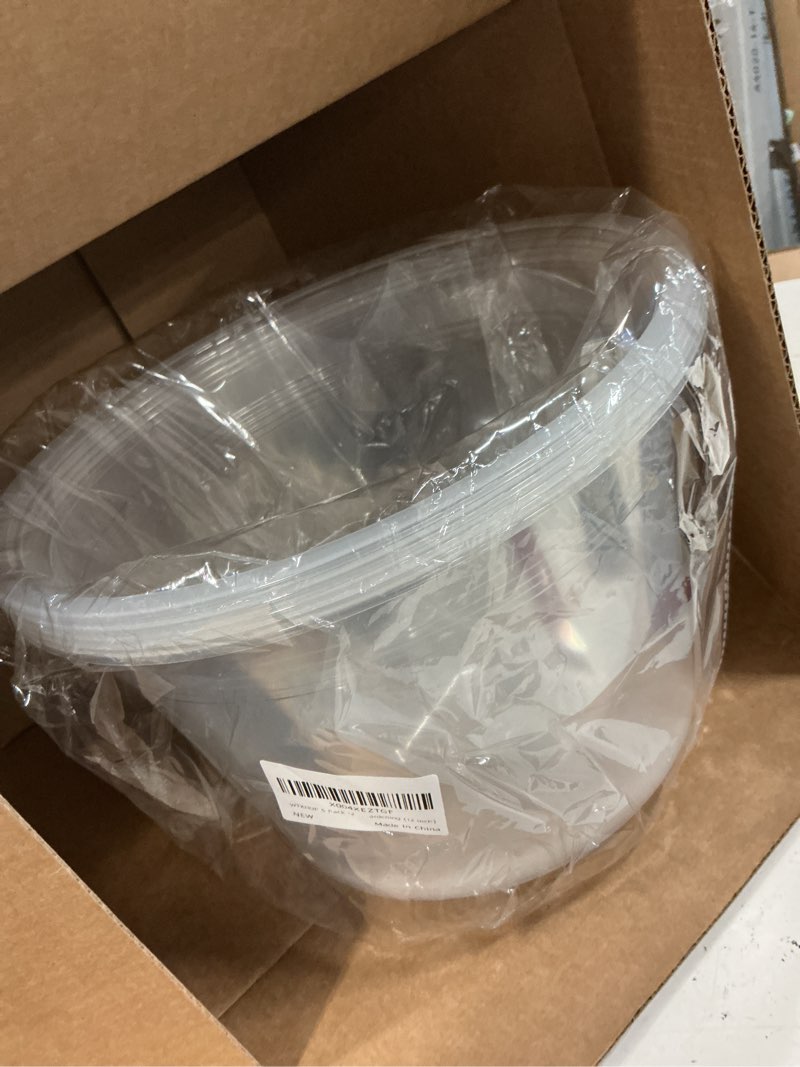 Condition photo showing Good Condition for 5 pack 12 inch large clear nursery pots with drainage hole, plastic plant pots for seedlings flowers vegetable, indoor outdoor gardening, used as liners inside decorative pots (12 inch) 12 inch-5pcs