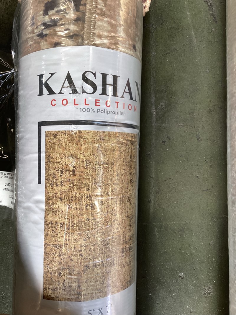 kashan rug 12474 gabardin size:5X7 color brown/ beige 