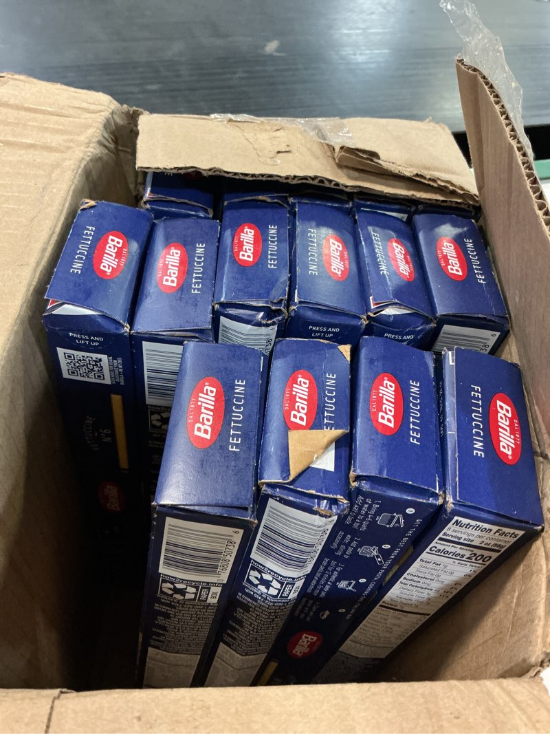 Condition photo showing As Is for barilla fettuccine pasta, 16 oz. box (pack of 20) - non-gmo, made with durum wheat semolina - kosher certified fettuccine 1 pound (pack of 20)