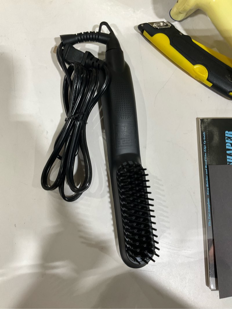 Condition photo showing As Is for Heated Ionic Hair Straightening Brush for Men - 5 Temperature Settings, Anti-Scald, Beard Shaper & Travel Bag