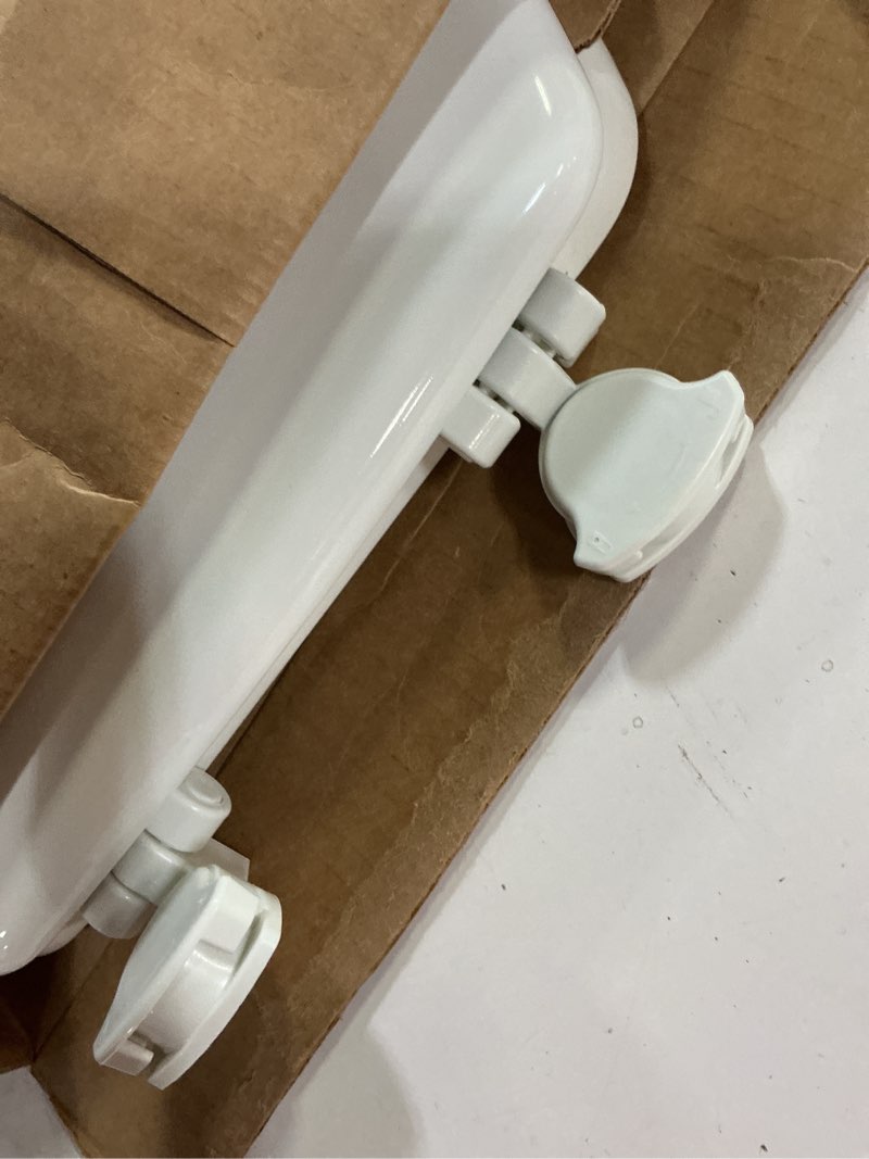 Condition photo showing As Is for Mayfair Linden Slow Close Toilet Seat, Non Slip Heavy Duty Wood, Easy Install, Round, White Round Traditional Hinge
