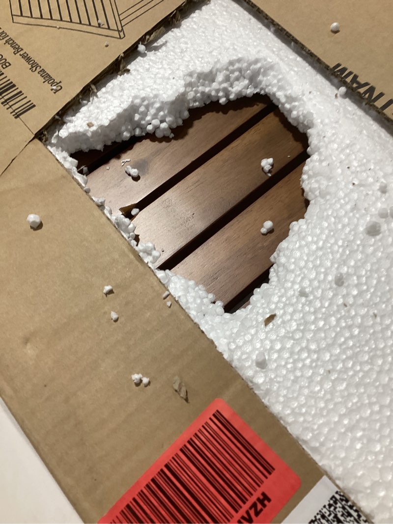 Condition photo showing Good Condition for Teak Shower Bench, 20" Solid Wood Shower Stool Waterproof Shower Seat with Storage Shelf for Bathroom, Indoor & Outdoor Use Rectangular