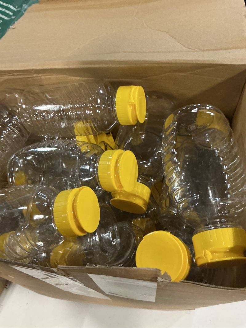 Condition photo showing Good Condition for 48 Pcs 12 oz Plastic Honey Bottles Clear Jars Honey Dispenser with Lids Caps Containers Leak Resistant Empty Refillable Squeeze Bottle for Maple Syrup, Storing and Dispensing