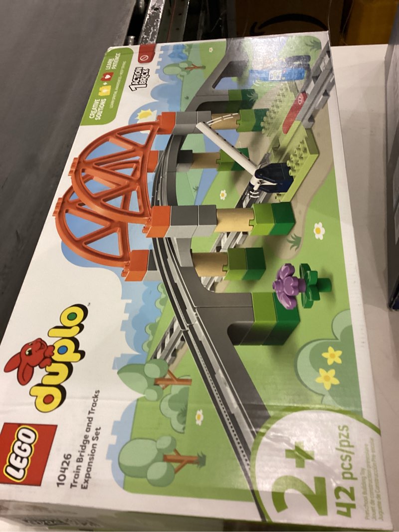 Condition photo showing New/Like New for LEGO DUPLO Town Train Bridge and Tracks Expansion Set - 10 Extra Pieces of Train Tracks - Preschool and Toddler Train Set, Ages 2+ - Building Toy for Boys and Girls - 10426