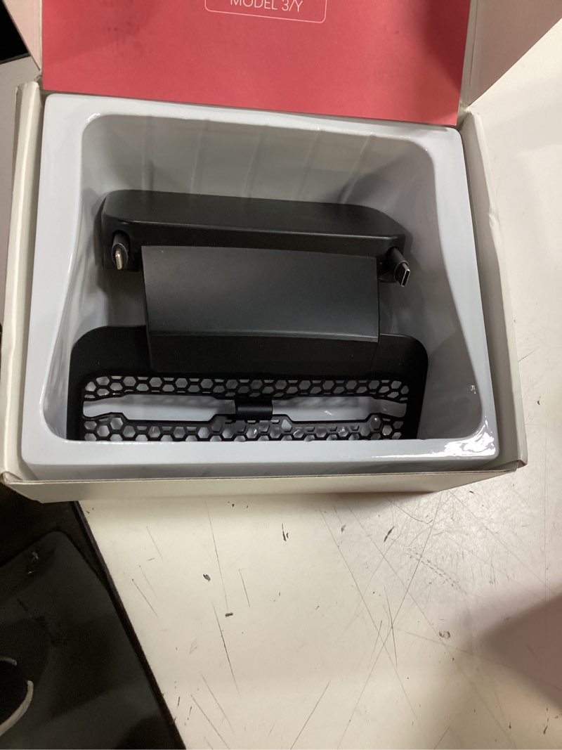 Condition photo showing Good Condition for retractable cord car phone charger dock for tesla model 3 / model y | durable abs construction, 2-port retractable charging cables, easy installation for tesla interior accessories rear air vent 8-pin
