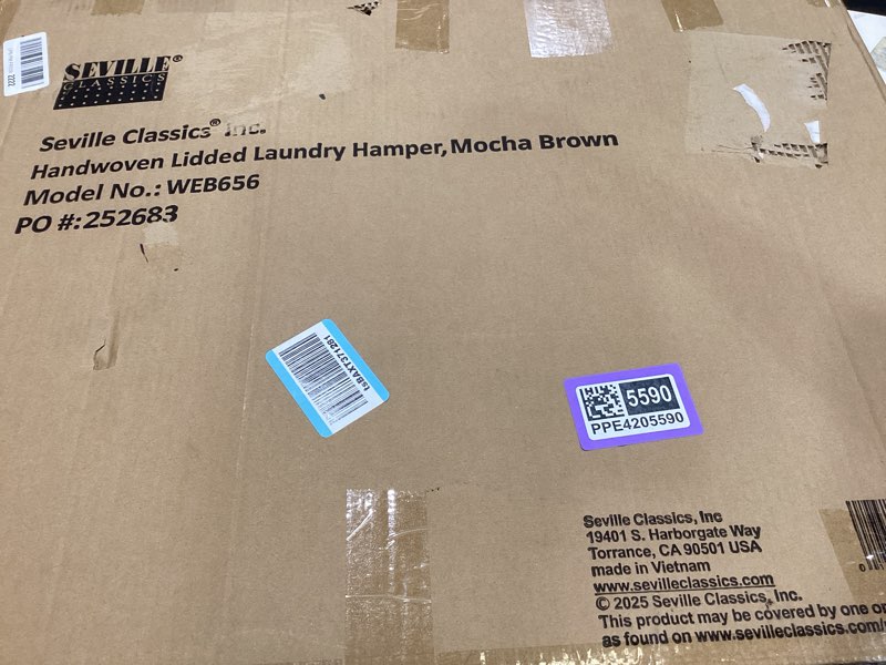 Condition photo showing Good Condition for seville classics premium handwoven portable laundry bin basket with carrying handles, household storage for clothes, linens, sheets, toys, mocha brown, rectangular hamper