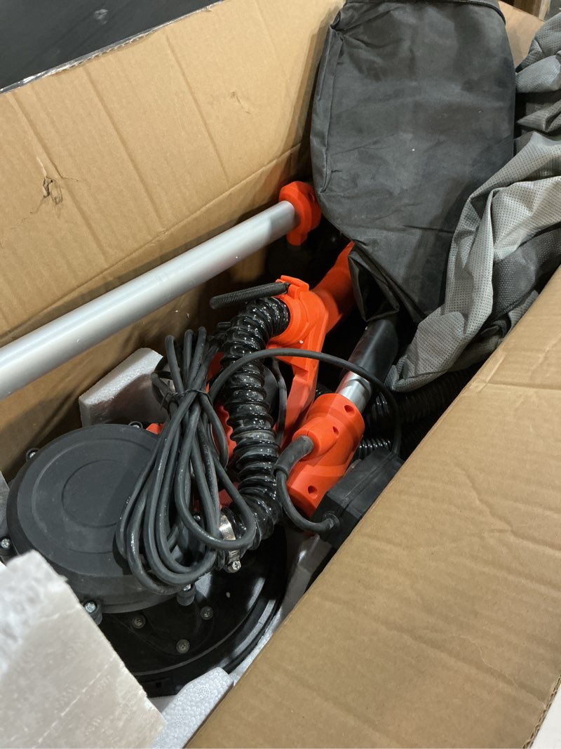 Condition photo showing As Is for Drywall Sander, 1000W Popcorn Ceiling Removal Tool, Automatic Drywall Sander with Vacuum Dust Collection, LED Light, 6 Variable Speed 800-2200RPM, Foldable & Extendable Handle,15Pcs Sanding Discs