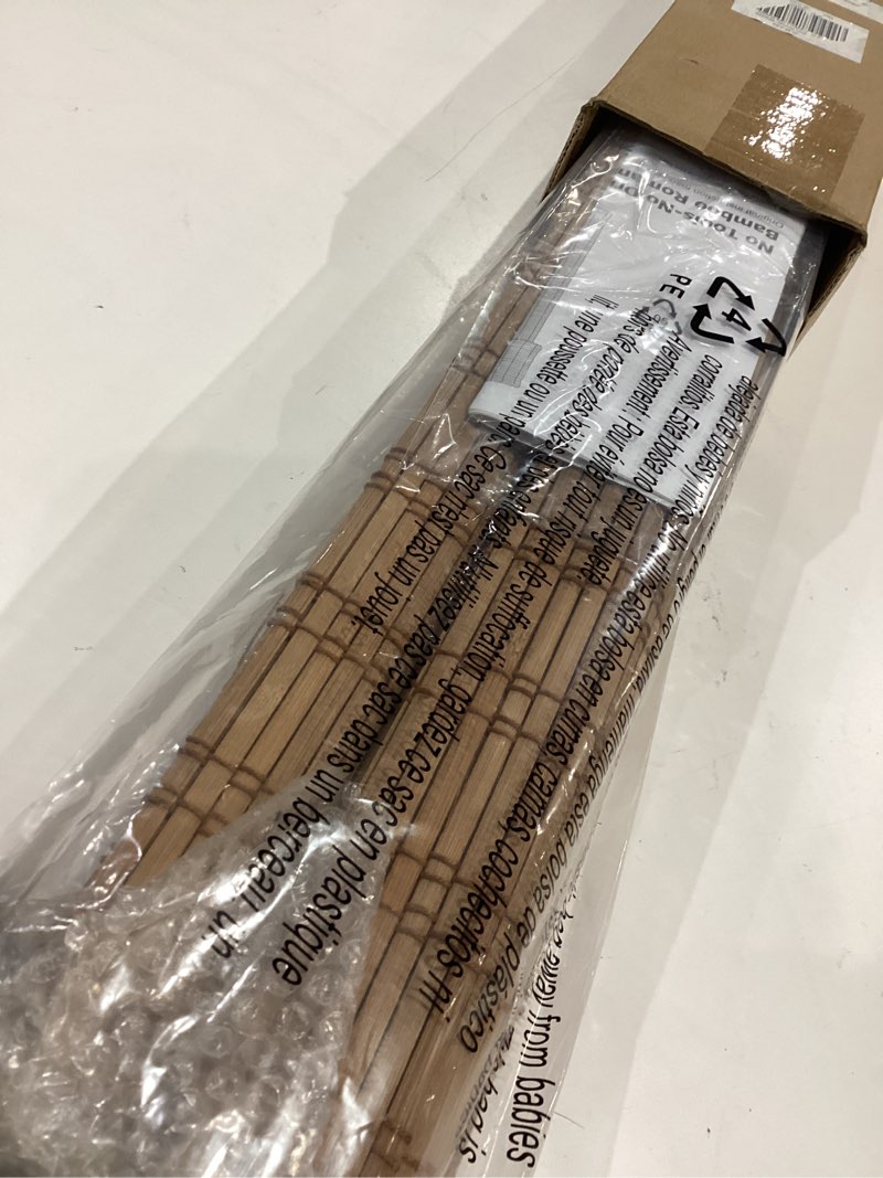 Condition photo showing Good Condition for lazblinds no-drill cordless roman shade - light filtering natural wood, easy install bamboo blind for windows 20" w x 48" h, malay umber
