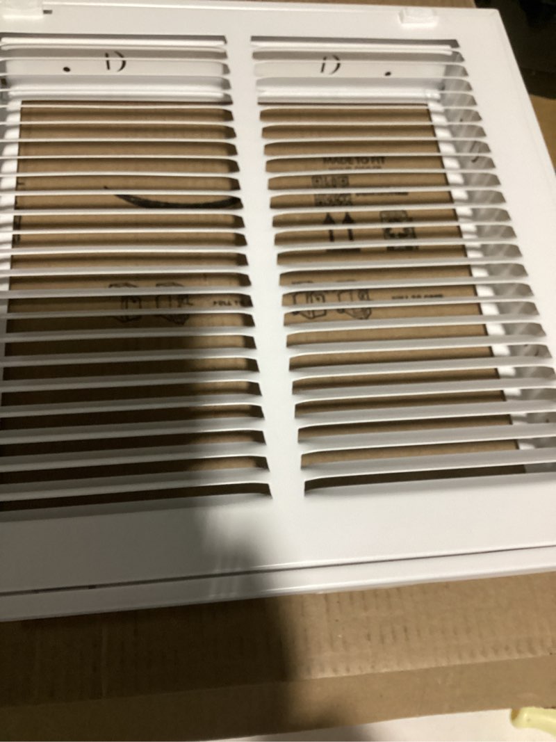 Condition photo showing Good Condition for (similar to) ez-flo 10 x 6 inch (duct opening) air vent cover for wall or ceiling, three-way ventilation register, solid steel hvac register cover, white, 61614 10 in. x 6 in. white