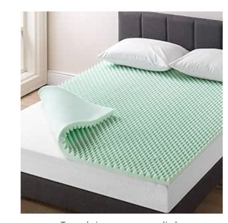 Colchón con forma de cajón de huevos. Colchón de espuma viscoelástica. Cubrecolchón con infusión de aloe calmante.