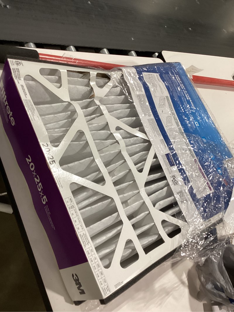 Condition photo showing As Is for filtrete 20-in w x 25-in l x 5-in merv 12 1550 mpr allergen, bacteria and virus electrostatic pleated air filter