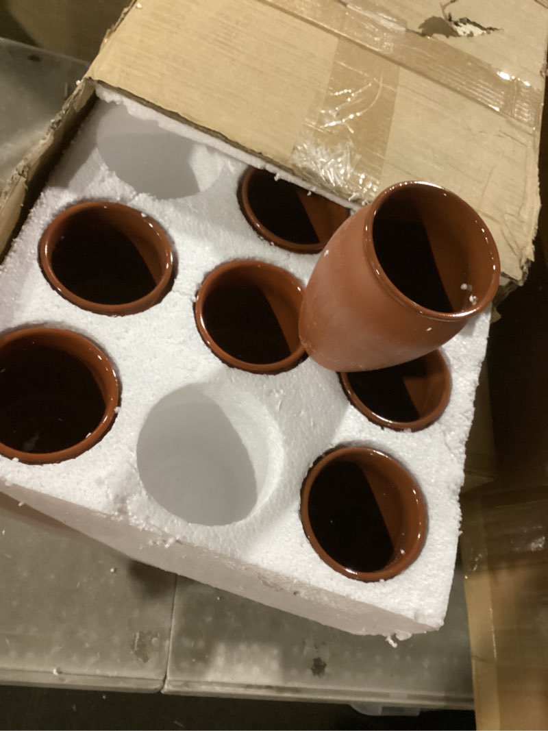 Condition photo showing Good Condition for 11pack clay drinking cups, 15 oz mexicanos cantaritos shooters pottery cocktail glass patron bottles for tequila, margaritas, mojitos, taco tuesday cocktail cups