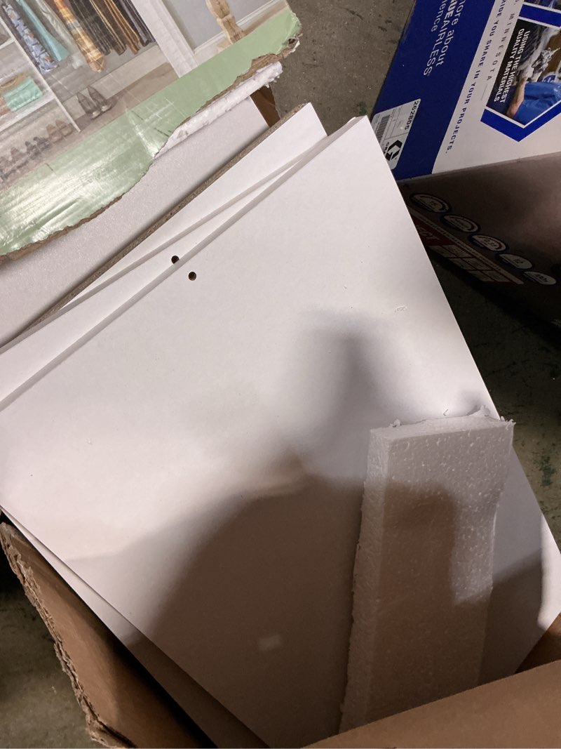 Condition photo showing As Is for closetmaid brightwood 5-ft to 10-ft w tower system white solid shelving wood closet system