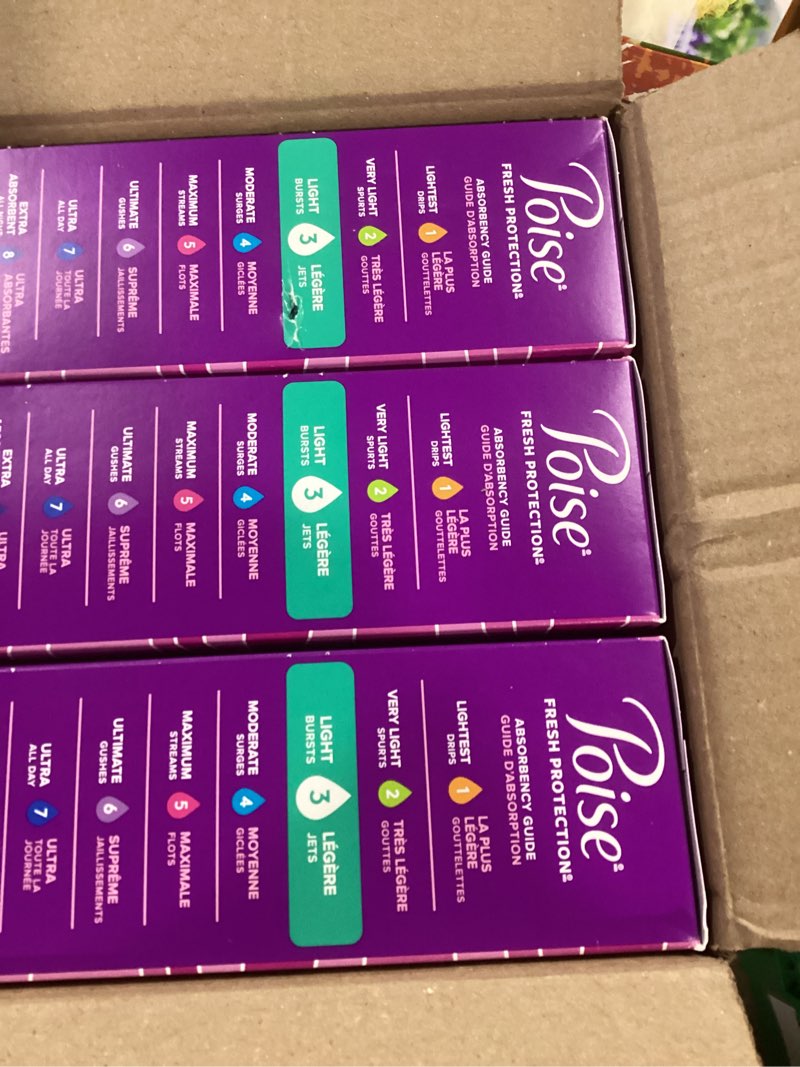 Condition photo showing New/Like New for Poise Ultra Thin Incontinence Pads & Postpartum Pads for Bladder Leaks, 3 Drop Light Absorbency, Regular Length, 144 Count, Packaging May Vary Regular 144