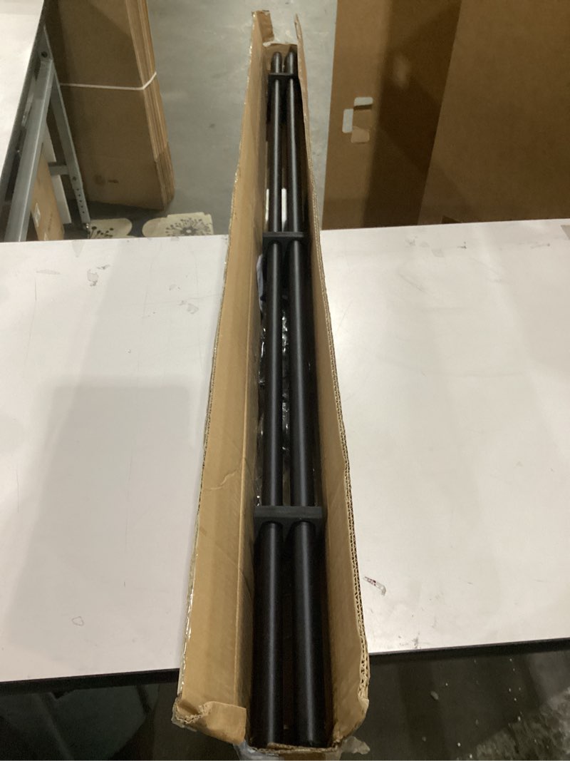 Condition photo showing As Is for heavy curtain rod,adjustable curtain rod 1 inch rods for long windows 144 to 164 inch with round cap,ceiling mount drapery rods with premium aluminum brackets,outdoor curtain rod for patio,matte black