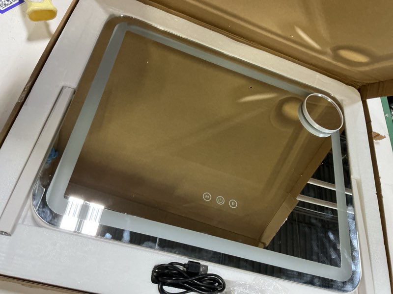 Condition photo showing Good Condition for ROLOVE 22x17 Inch Lighted Vanity Mirror with Dimmable LED Lights - 3 Color Modes, Smart Touch Control & 360° Rotating Base - Desk Makeup Mirror (White) White 22"L x 17"W